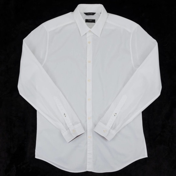 Paul Smith Tailored-Fit Signature Stripe Cuff Shirt Men's 16 White - Picture 1 of 9